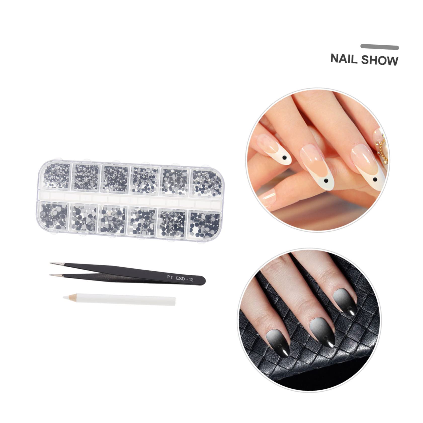 FRCOLOR 5juegos Decoraciones De Uñas De Pedrería De Compartimentos Rhinestones Para Manicura Suministros De Arte De Uñas