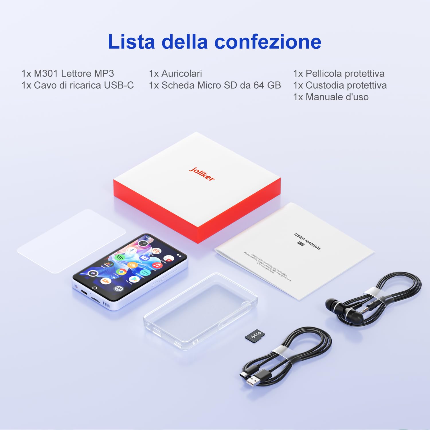 Lettore MP3 da 80 GB con Bluetooth e WiFi, Mp3 e Mp4 Musicale Lettore con Fotocamera, MP3 Player Schermo Tattile da 4.02 pollici, Lettore MP4 Android Portatile con Spotify, Audible, app Play Store