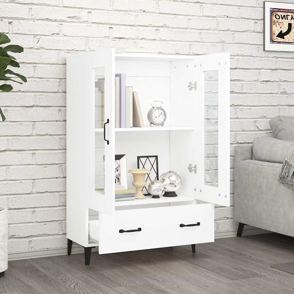 Armadietto alto, bianco, 70 x 31 x 115 cm, in legno, con anta in