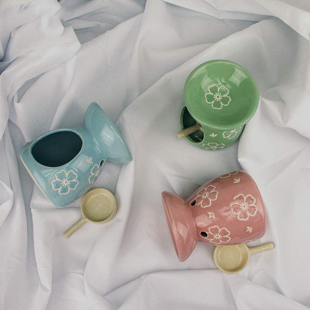 Aromaterapeutyczny palnik zapachowy Ceramiczny dyfuzor świecy olejowej Palnik woskowy, BlueJYRS ，Palniki do olejków eterycznych(Grün)