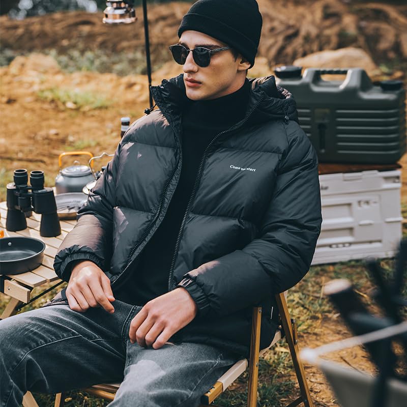 Image of Duck Down Jackets For Men,Mens Puffer Jacket For Cold Protection And Warmth,Hooded Mens Winter Coat,90 White Duck Down