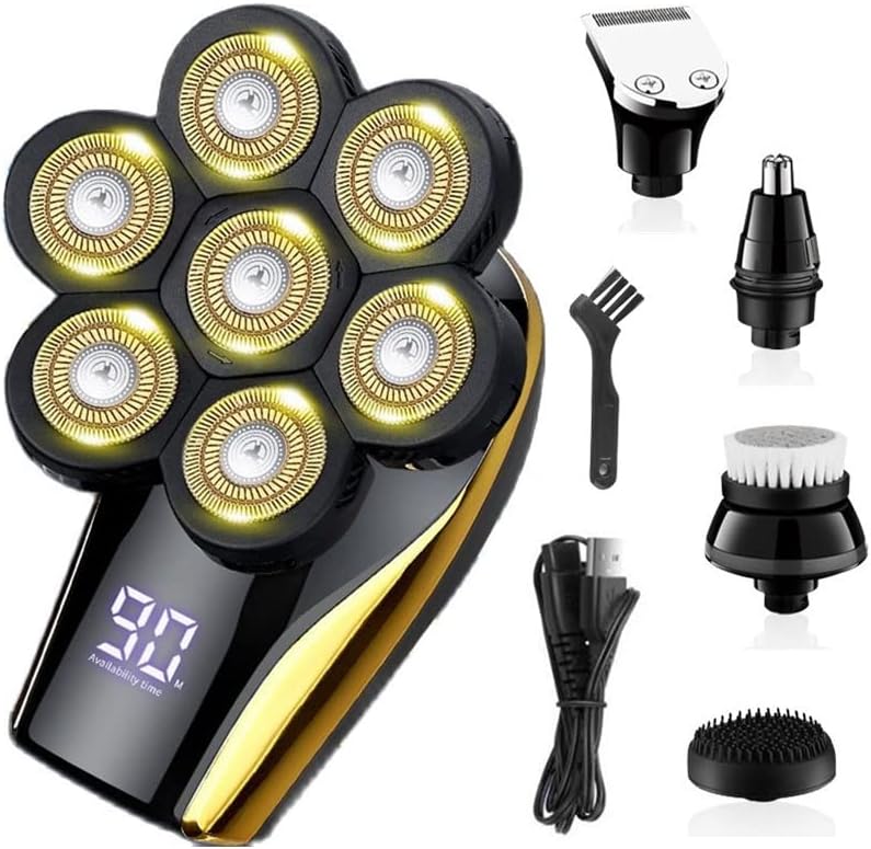 Head Shavers for Bald Men, Mens grooming kit 7-blade electric shaver for men wet dry electric razor beard body hair trimmer shaving machine rechargeable (Color : 5IN1)