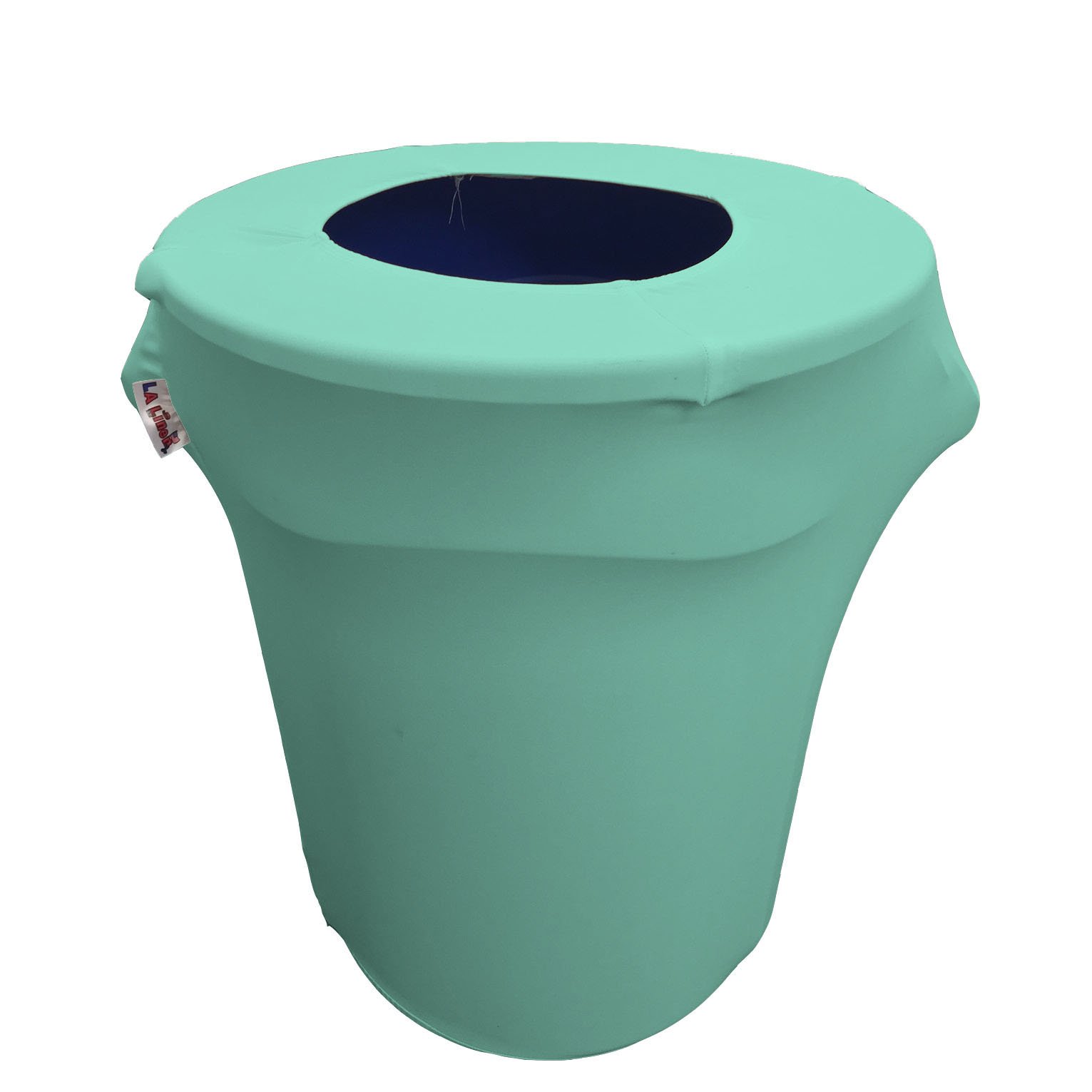 LA Linen Stretch Spandex Fitted Trash Can Cover 32-Gallon Round, Bin Waste Container Cover, Outdoor Indoor Patio Backyard Decor, Mint