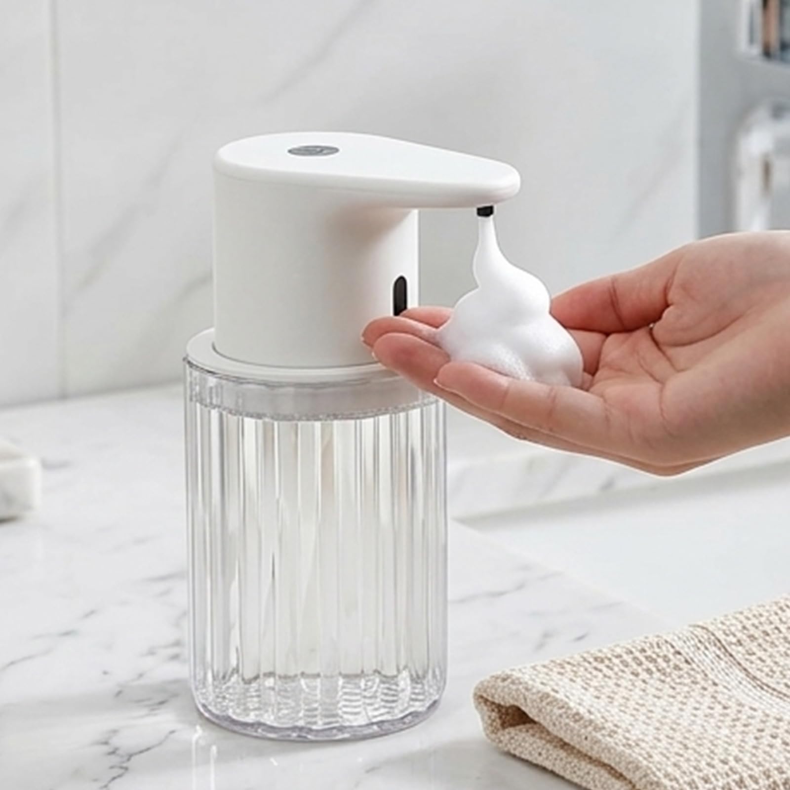 PANGBOER Dispenser Automatico Sapone da Bagno Dispenser Sapone da 300 ml Dispenser detersivo Regolabili a 3 Livelli Accessorio da Bagno Moderno e duraturo
