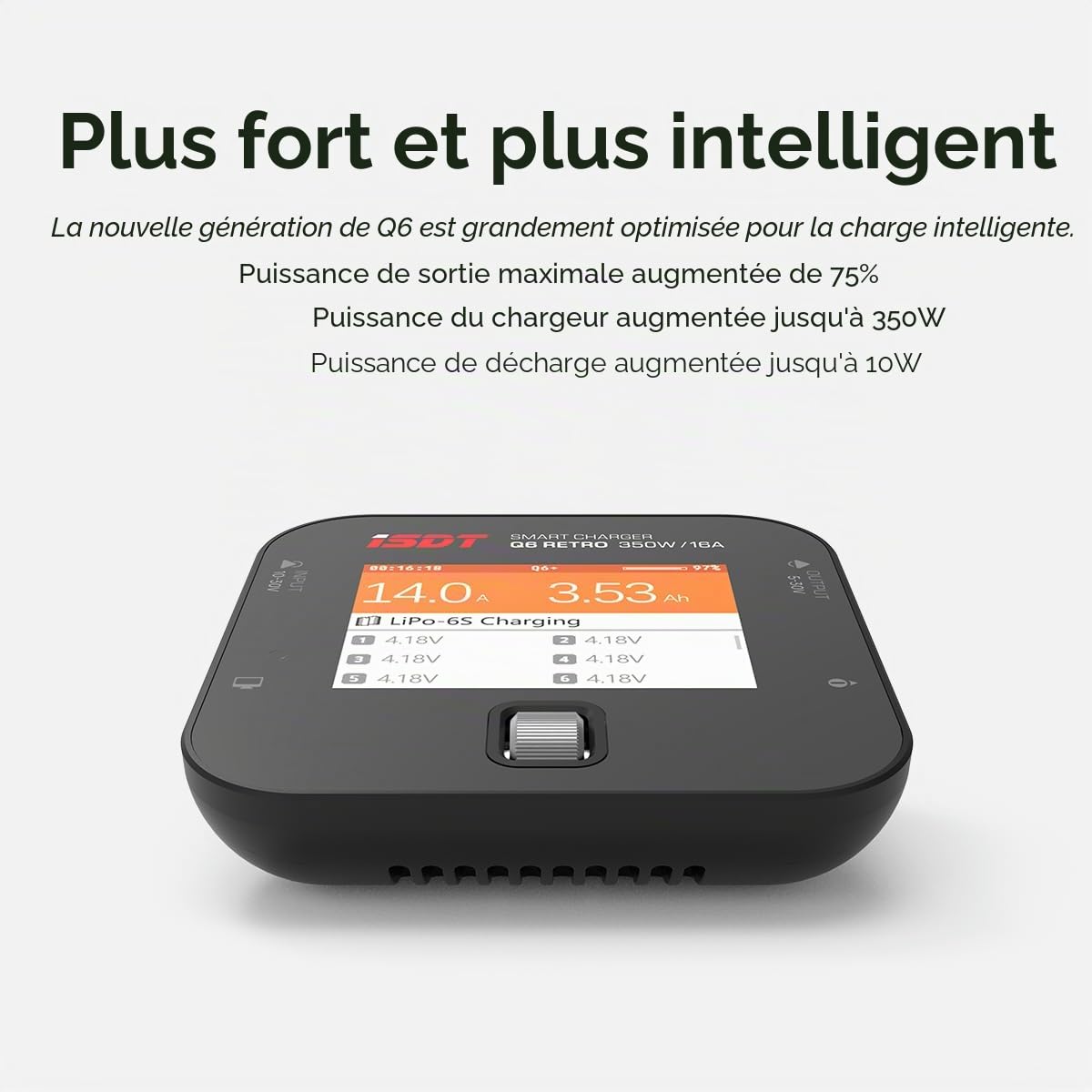 ISDT Q6 Retro Lipo Chargeur / Déchargeur d'équilibre de batterie (2-6S) : chargeur numérique intelligent pour RC - 350 W, 16 A, DC