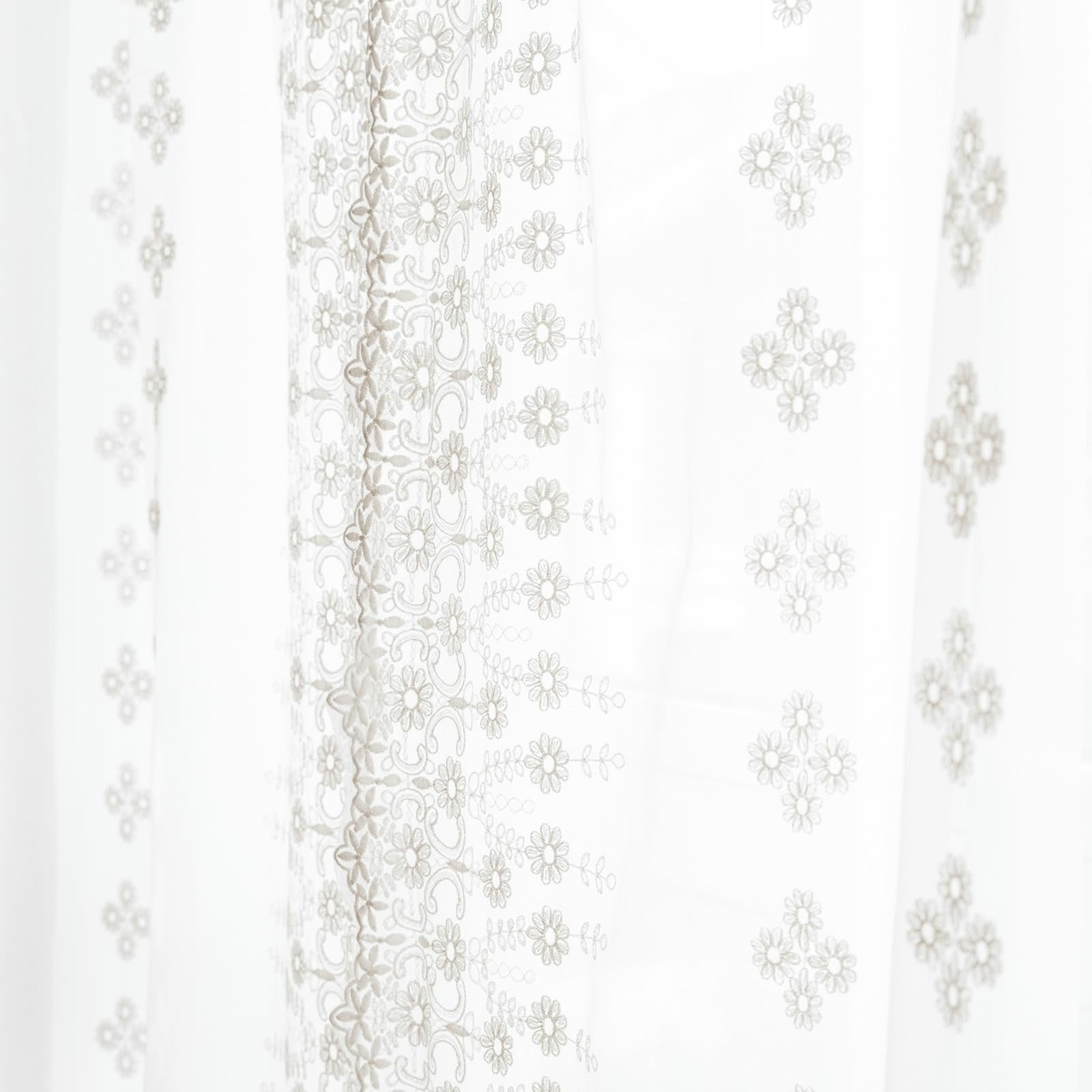 Voilage en coton et lin avec bordure en dentelle blanche transparente 140 x 132 cm Idéal pour le salon Style campagnard Comprend 2 crochets Décoration d'intérieur élégante