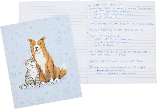 Miniatura 4 de Bright Creations Paquete de 4 cuadernos veterinarios para gatos y perros con huellas de patas, cuadernos rayados rosa/azul para regalos veterinarios