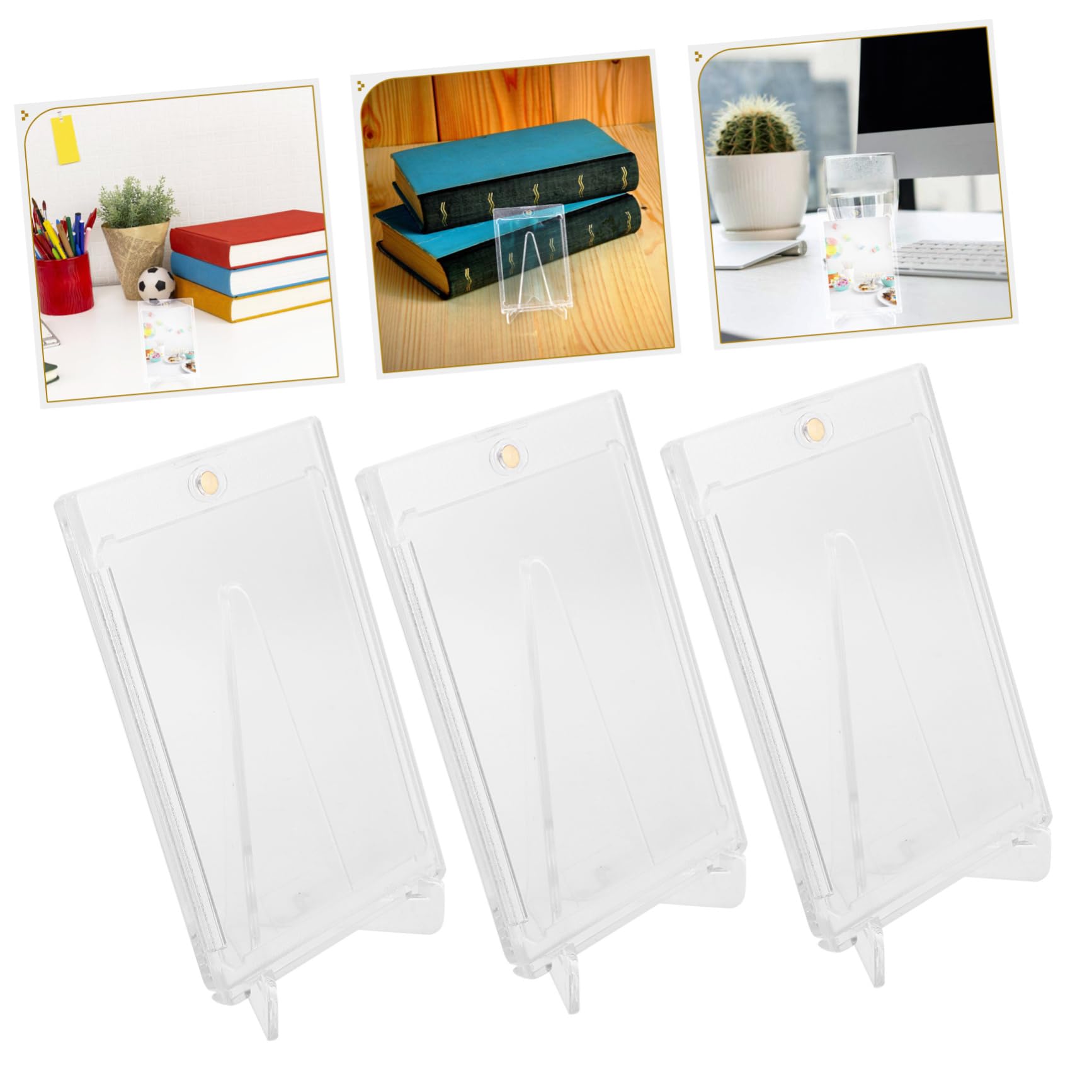 Custodie Porta Carte in Acrilico, Set da 6 con Supporto Display | Foto Cards e Trading Cards, Struttura Magnetica con Base Stabile, Uso Domestico e Ufficio