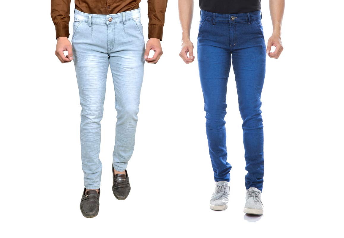 MOUDLINSlimfit Slimfit Multicolor Streachable Combo Pack of 3 Black, Blue, Grey Color-Block Slim Fit Light Wight Slim Fit Jeans_ for Men