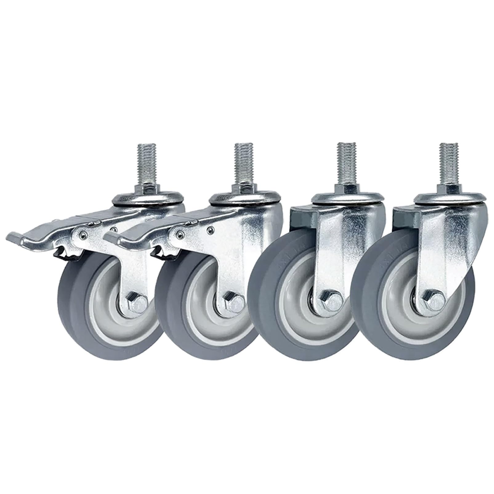 Gummi Ersatz Rollen 75, 100, 125mm Lenkrollen - Vorbau Lenkrollen Gewindedurchmesser M14 M16 M20×30mm Rollen Für Möbel Mit Bremse, Für Servierwagen Küchenwagen - Schwerlast