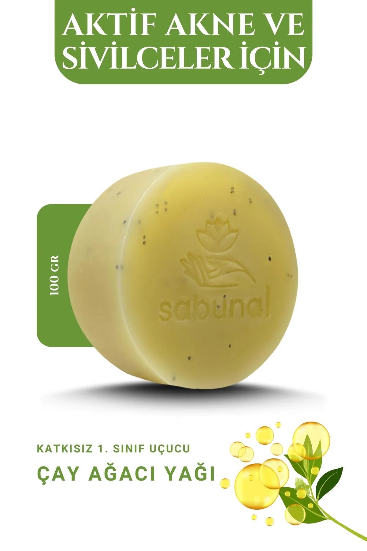 Çay Ağacı Sabunu - Akne ve Leke Karşıtı Cilt Görünümü Düzenleyici Doğal Sabun 100 gr