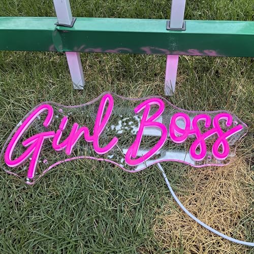 Image of Girl Boss Neon Sign For Baby Birthday Decorations, Pink USB Led Light Up Signs for Girls Bedroom, Girl Boss Office Decor, Neon Wall Art Gift For Boss (15.7x7in)