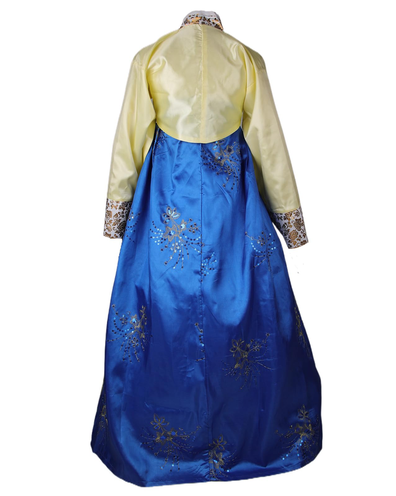 Traditionelles Koreanisches Hanbok-Kleid für Damen, langärmelig, Palast, Hochzeit, Tanzkostüm, mit gestickten Blumendetails