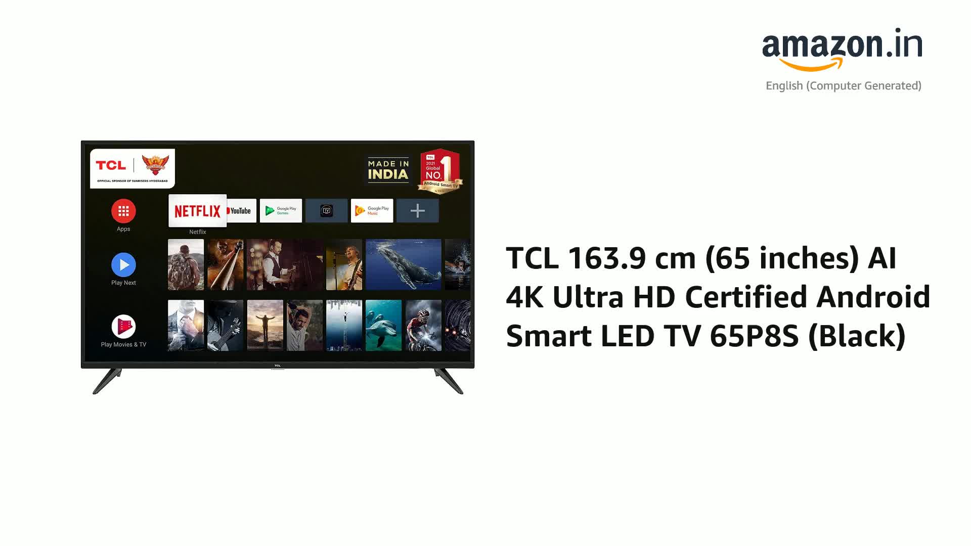 TCL 163.9 cm (65 inches) AI 4K Ultra HD Certified Android Smart 