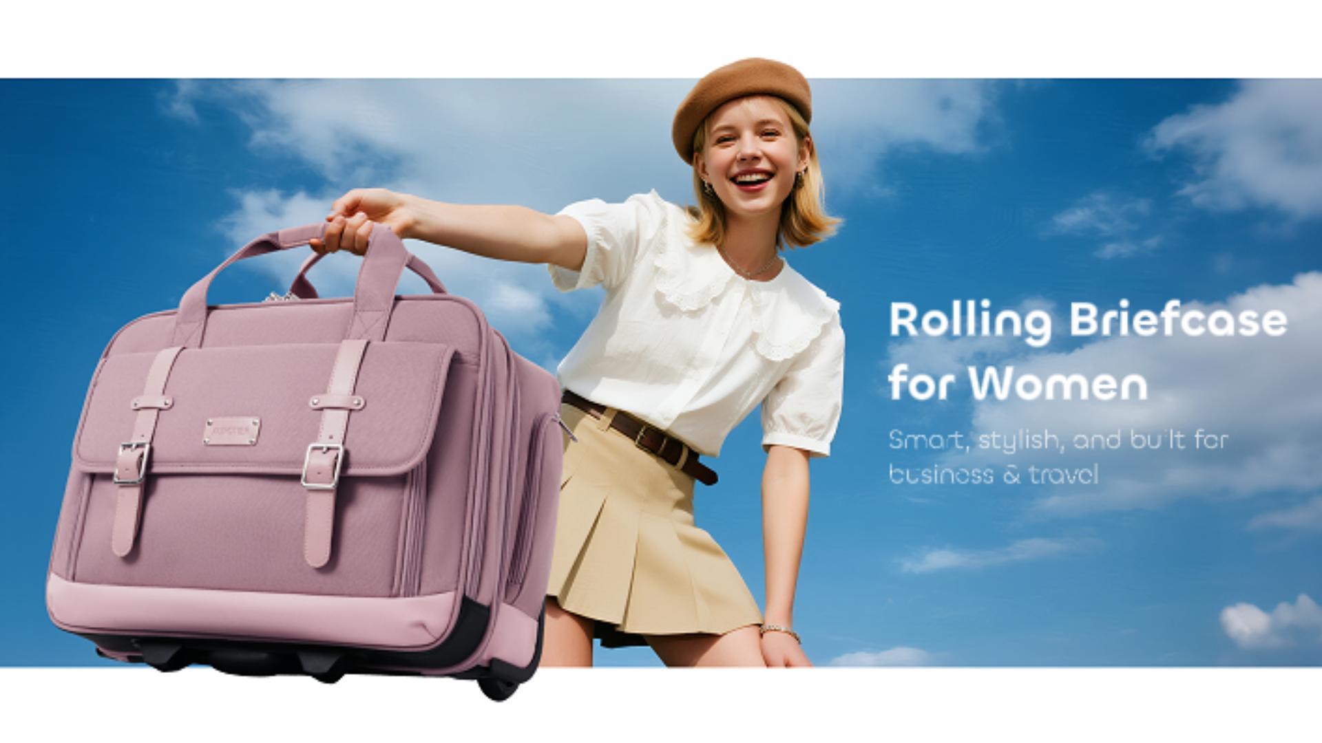 backpack or brief case for women in business travel AUROTIER Rolling Laptop Bag Women, Rolling Briefcase with Dual Lock, 16 Inch Computer Bag with Wheels, Roller Underseat Carry On Luggage Personal Item Suitcase for Work Color:PFGD are sold from abroad Color:Teal The North Face Borealis