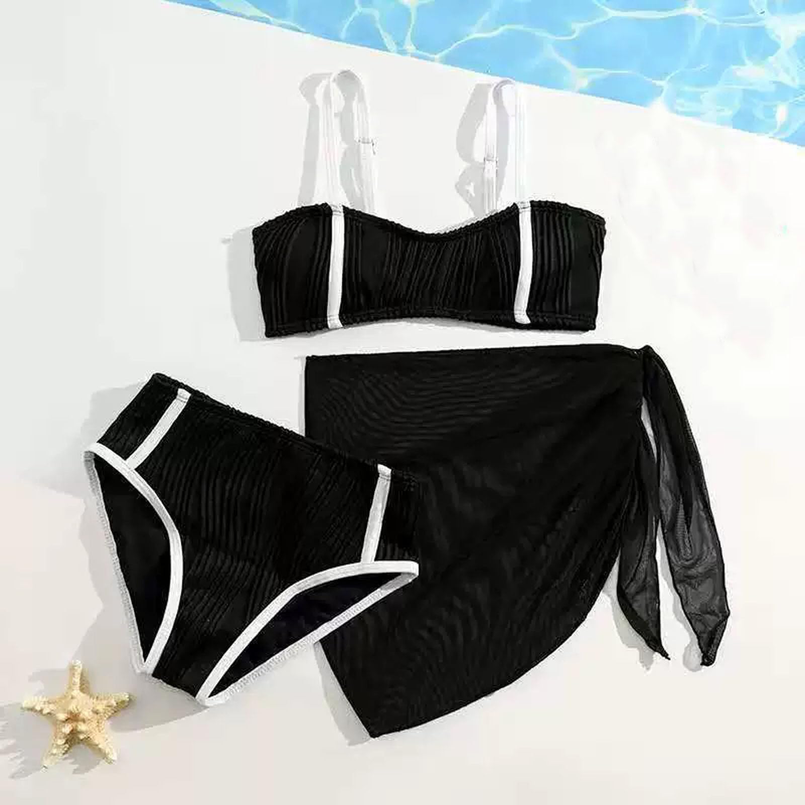 Generisch Bikini para adolescentes y niñas, traje de baño de dos piezas para niñas, tankini monocolor con protector de sarga y bañador a juego para playa y piscina en verano