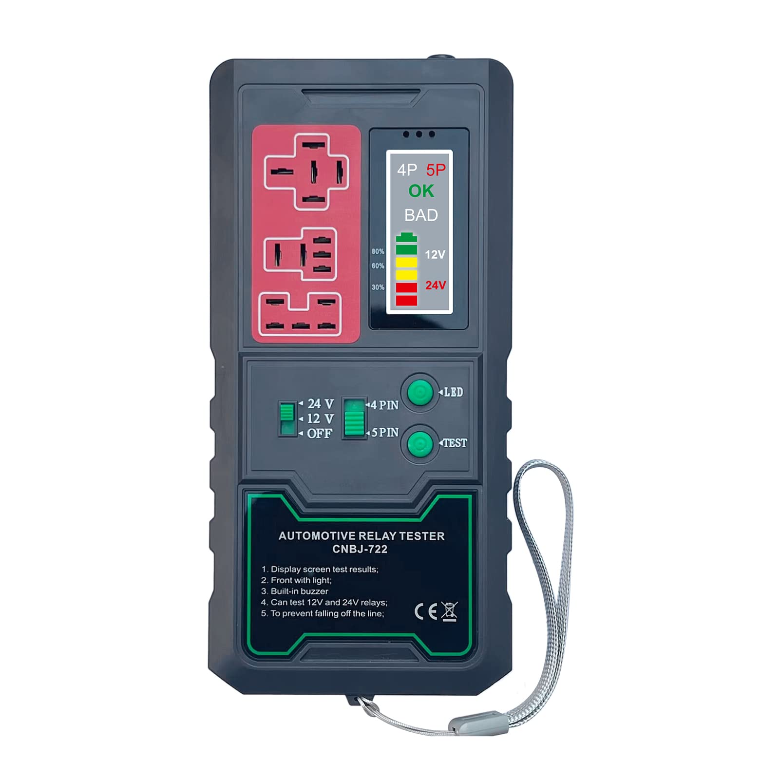 NANZU Fault diagnosis instrument, 12V 24V Automotive Electronic Relay Tester Car Battery Checker LED Indicator Light Car Relay Tester Auto Diagnostic Tools