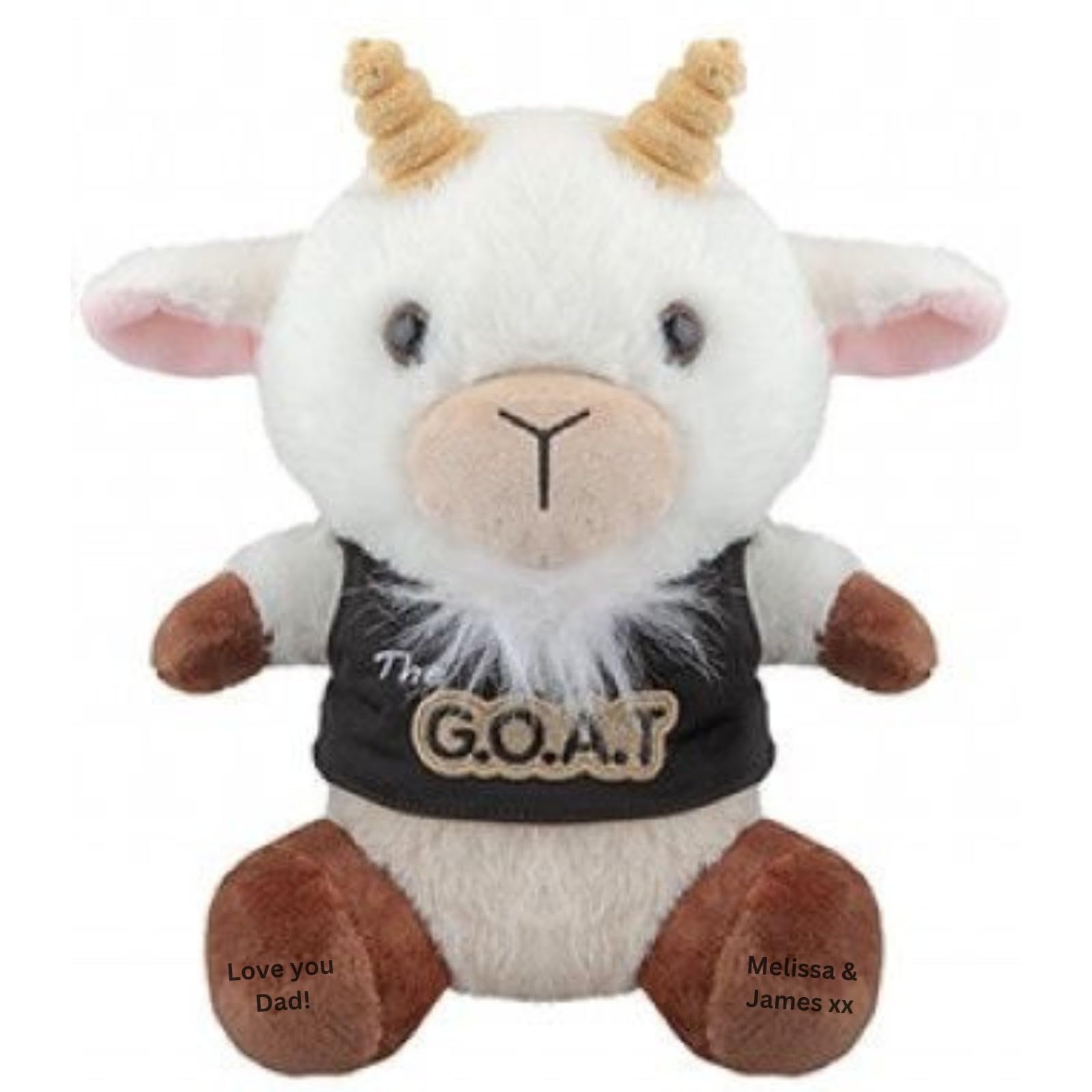 Personalised The G.O.A.T. Plush Soft Toy 23 cm Fathers Day Birthday Dad Gift (White Face)