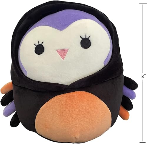 Miniatura 2 de Squishmallows Disfraz de Halloween de 8 pulgadas, el búho morado en araña, peluche Kellytoy con licencia oficial, juguete de peluche coleccionable