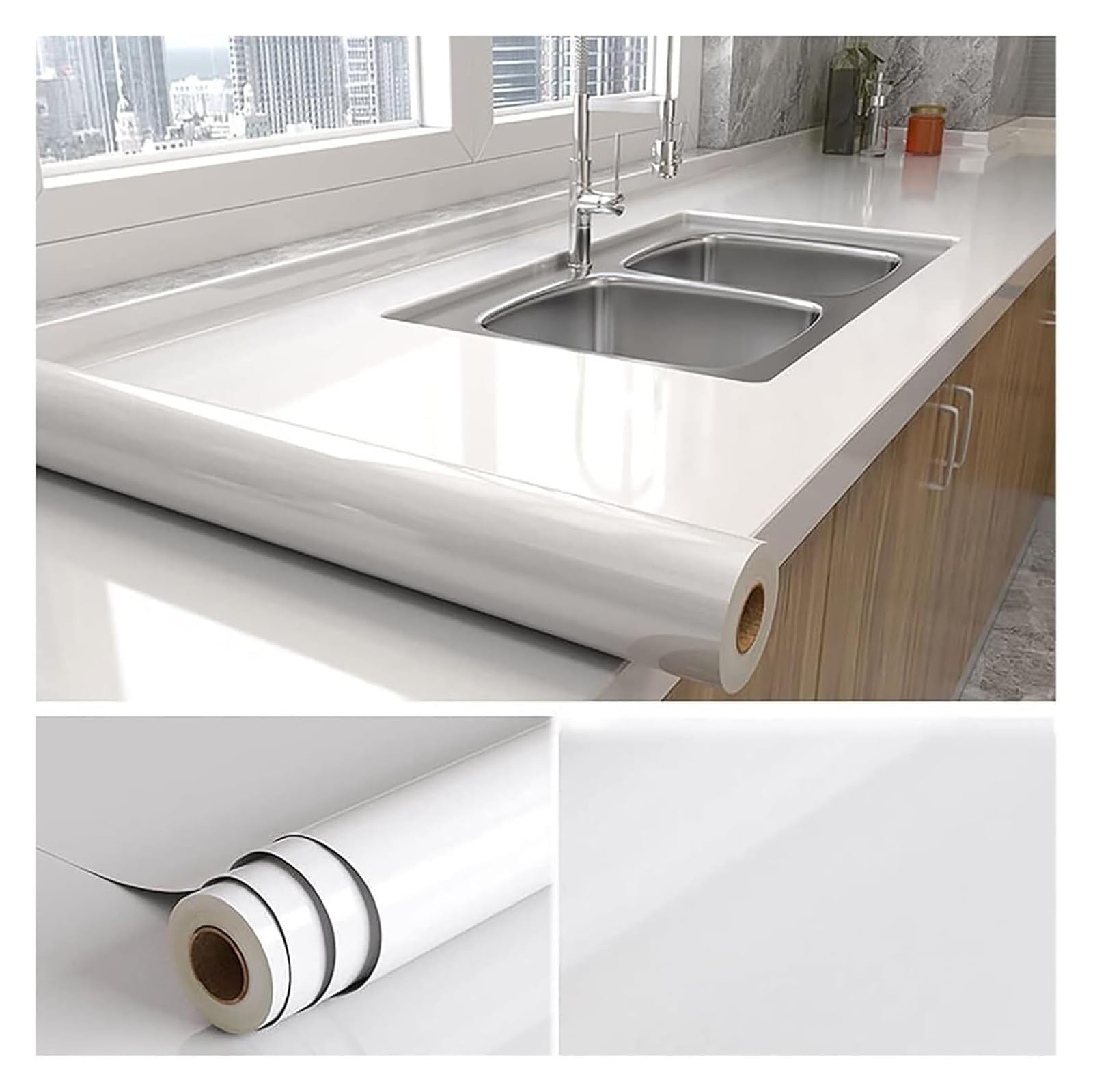 Cvhfhjtg Wit Self Adhesive Wallpaper, Length Marble Peel And Stick Wallpaper Self-Adhesive Removable Gloss Granite Texture(,393.7X23.62in)