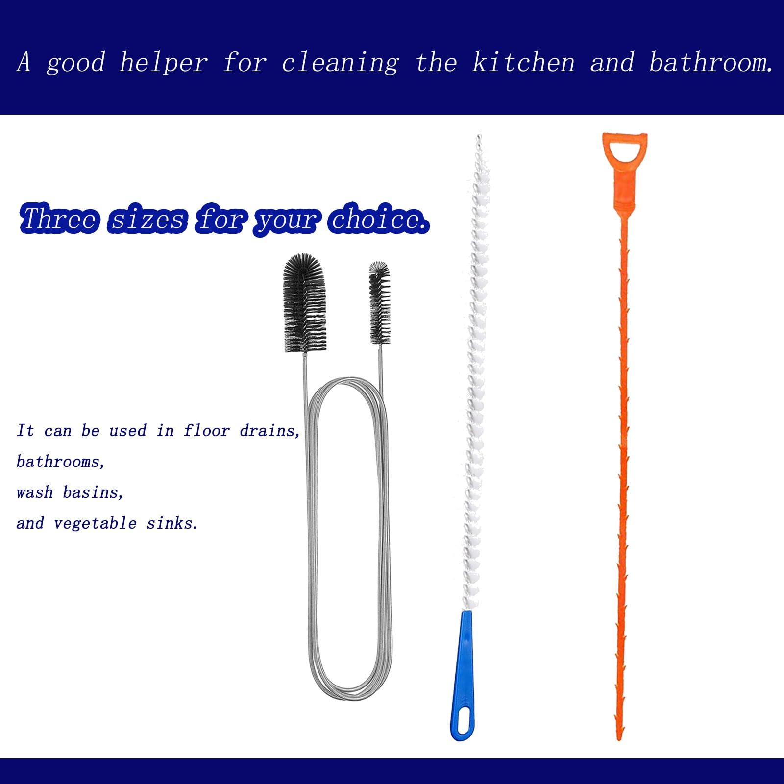 3 Piezas Cepillo de Limpieza para Desagüe, 155.5cm Flexible Cepillo de Limpieza de Tuberías Juego de Limpieza Flexible y Largo para frigorífico, para la Limpieza de Baño Cocina