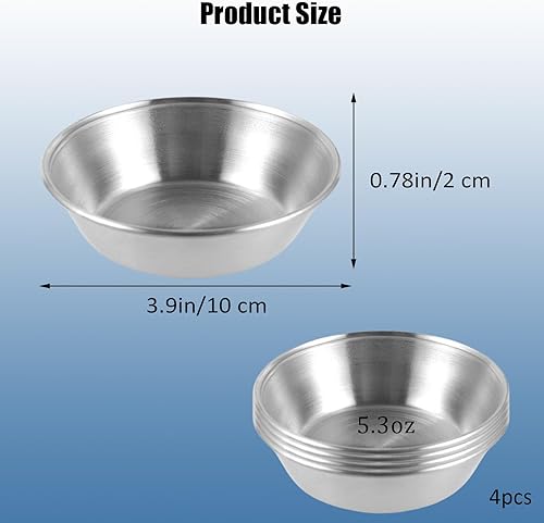 Miniatura 9 de Mini plato de salsa de acero inoxidable, platos individuales para salsas, pequeños ramequines de metal, pequeños tazones de condimento, platos de