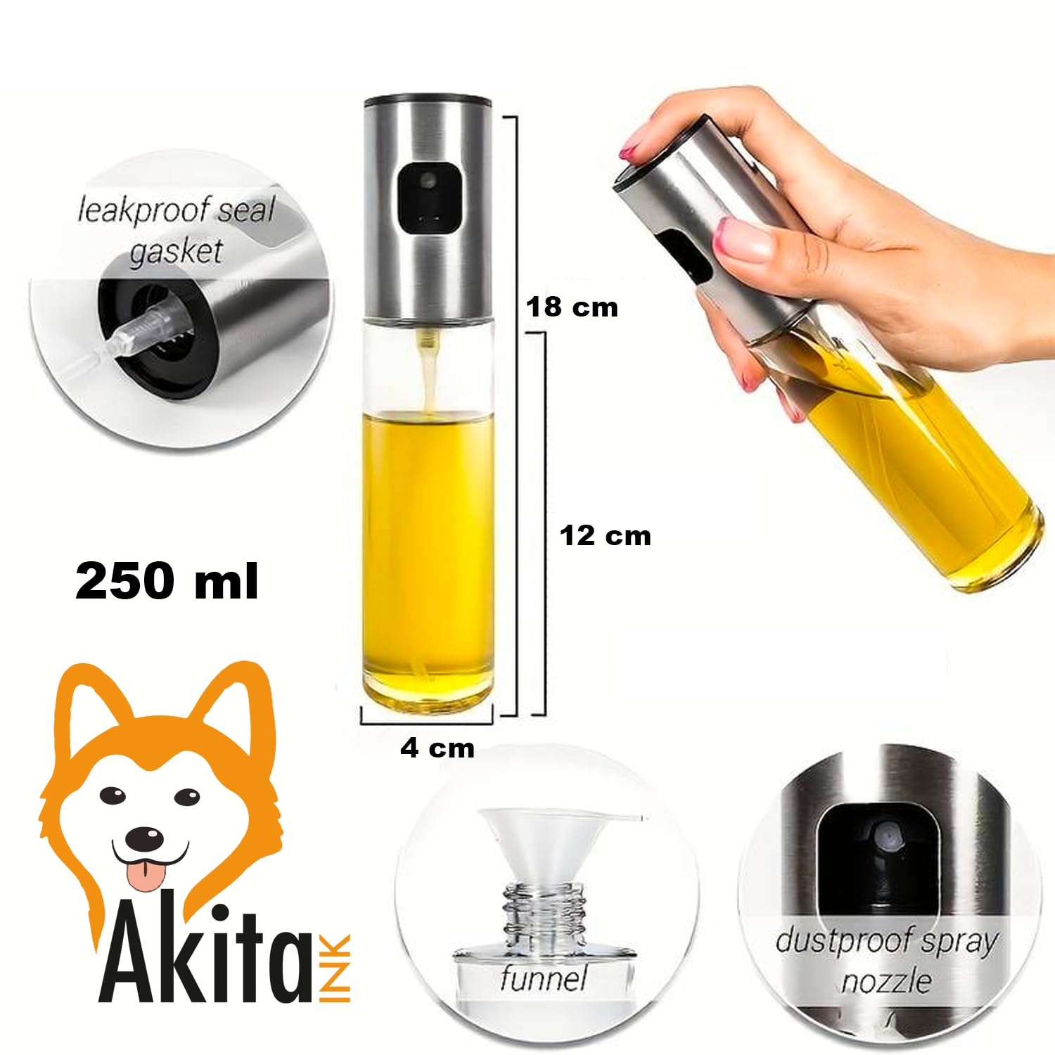 Spruzzatore Olio Da 150 Ml - 3 Pezzi Per Friggitrice Ad Aria, Cucina Sana E Grigliate - Foto 5