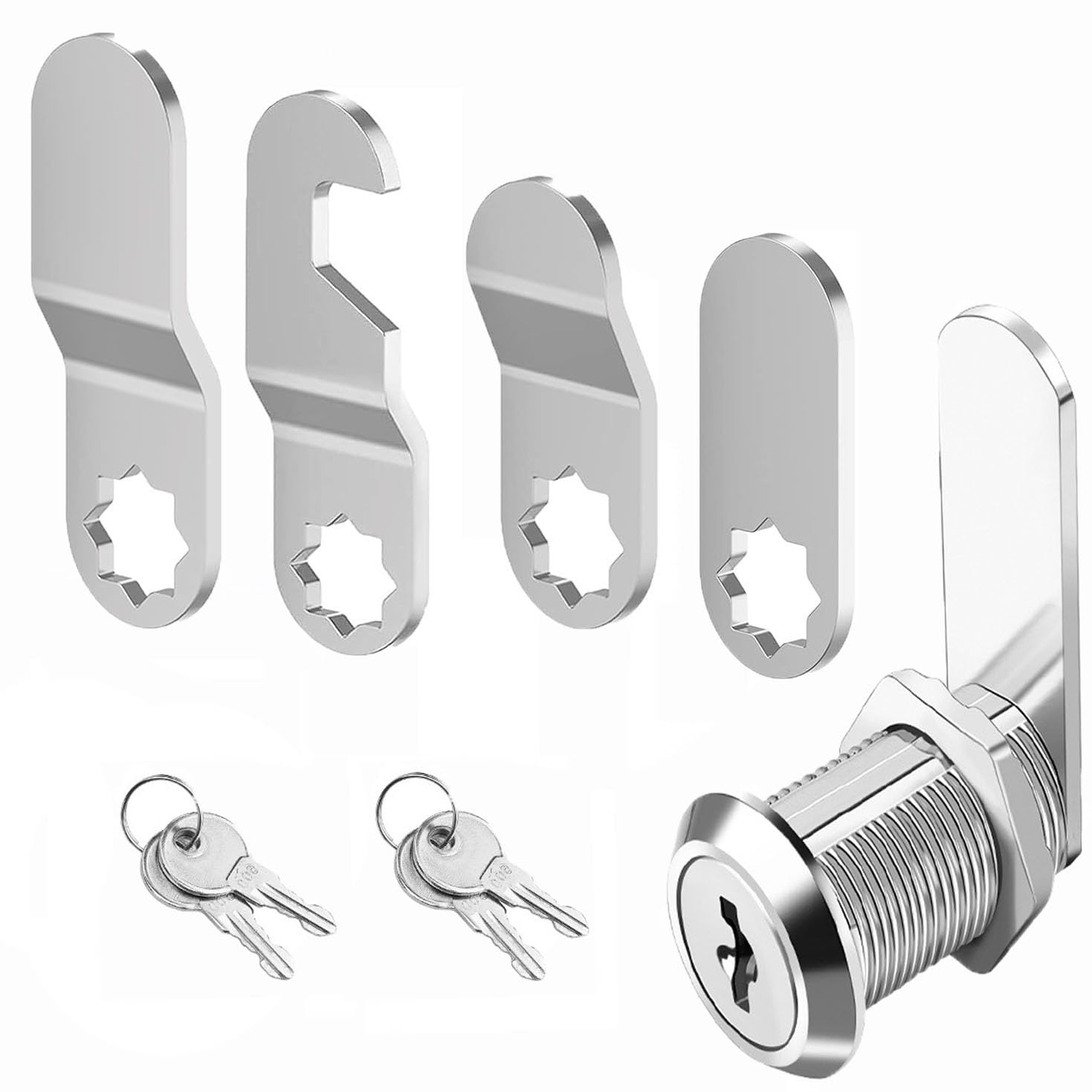 Wxinsheng Silver/Dark Security Mailbox Lock Cabinet Drawer Cam Lock With Keys,Letterbox Lock Replacement With 4 Different Lock Plates,For Post Box,Furniture,Cupboard,Toolbox Locker