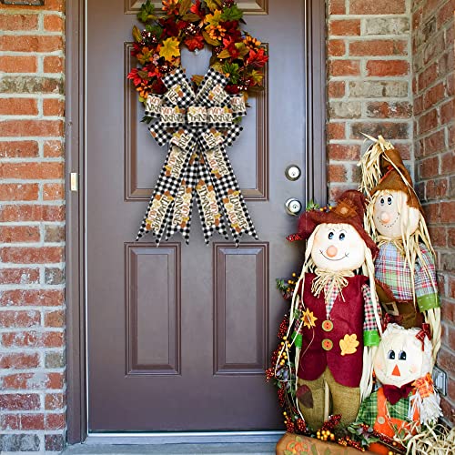 Large-Thanksgiving-Bows-for-Wreath-Black-White-Buffalo-Plaid-Wreath-Bows-Fall-Maple-Leaf-Havest-Bows-for-Front-Door-Farmhouse-Ornament-Burlap-Tree-Topper-Bows-for-Fall-Indoor-Outdoor-Decoration Large Thanksgiving Bows for Wreath Black White Buffalo Plaid Wreath Bows Fall Maple Leaf Havest Bows for Front Door Farmhouse Ornament Burlap Tree Topper Bows for Fall Indoor Outdoor Decoration