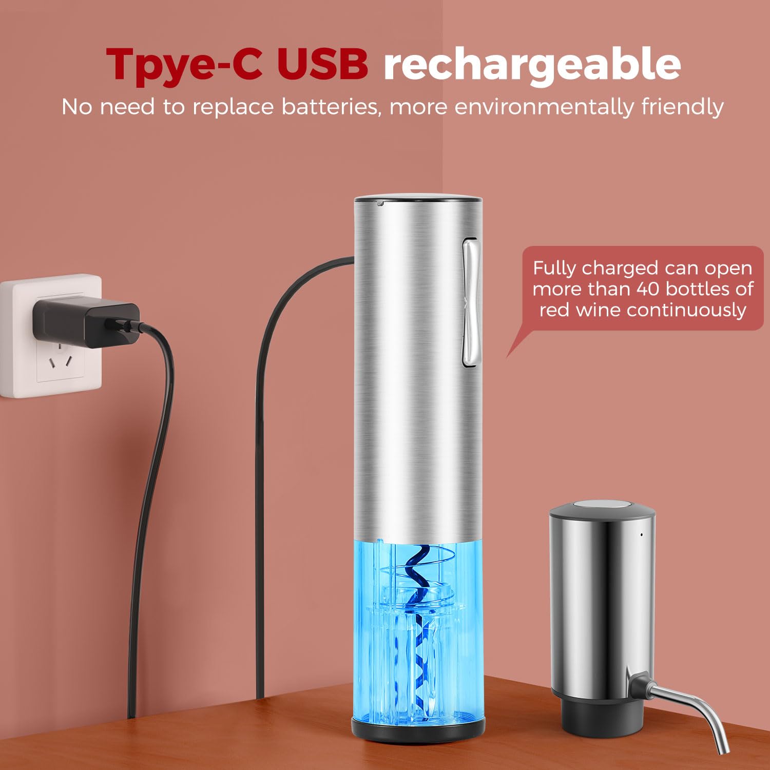 ZOYIDOUX Electric Wine Aerator Set, 4 in 1 Wine Set with Rechargeable Wine Opener, Rechargeable Wine Aerator, Foil Cutter and Vacuum Wine Stopper, Gift Set for Wine Lovers ZOYIDOUX Electric Wine Aerator Set, 4 in 1 Wine Set with Rechargeable Wine Opener, Rechargeable Wine Aerator, Foil Cutter and Vacuum Wine Stopper, Gift Set for Wine Lovers