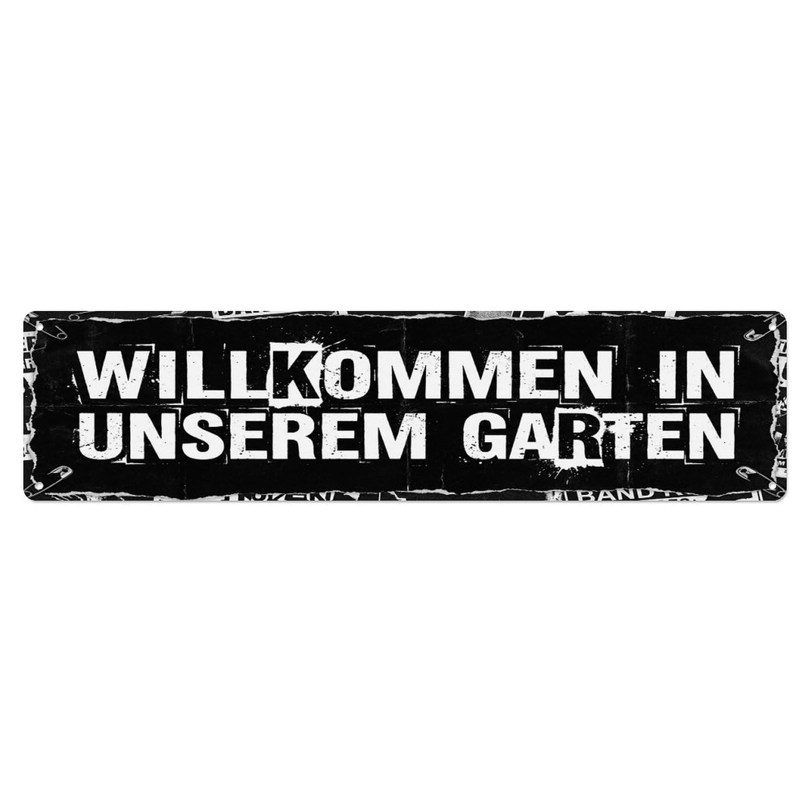 Vintage Welcome to Our Garden Punk Rock Grunge Metal Tin Sign