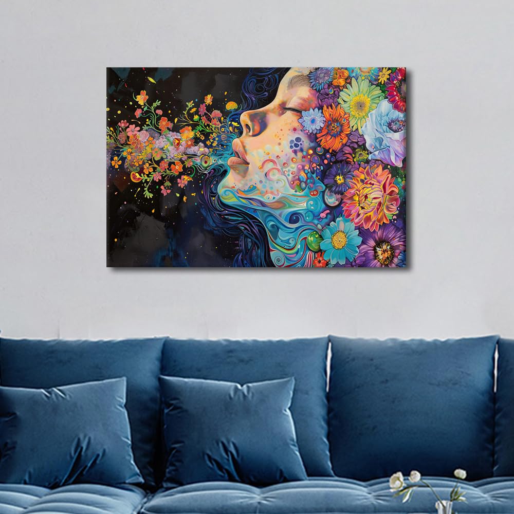 TISHIRON Real and Imagined Selves Wall Art Face Painting Wall Art Artwork for Home Walls Framed Art Wall Decor Modern Canvas Art Room Decor Home Wall Decor for Bedroom Arts & Crafts - Image 2