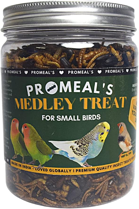 Medley Flake Insect Mix for Small Birds - Protein Rich Dried Insects Treat for Parakeets, Finches, Lovebirds & Canaries (100gm)