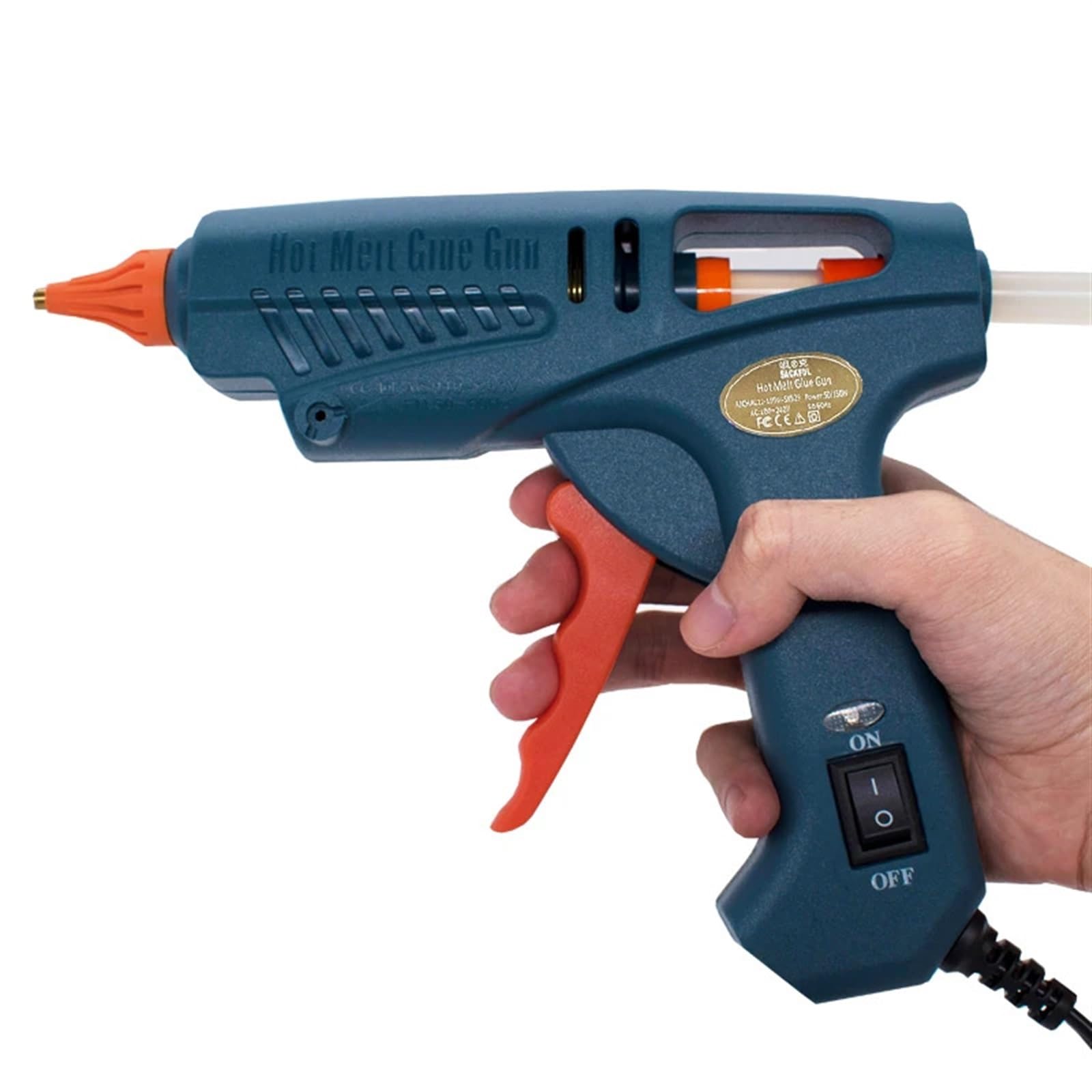 Borsa degli attrezzi for pistola for colla 50W/150W 100W Pistola for colla a caldo ugello in rame for colla stick da 11 mm Pistola a caldo adesiva fai da te for la casa Creazione senza sforzo(100W,Set