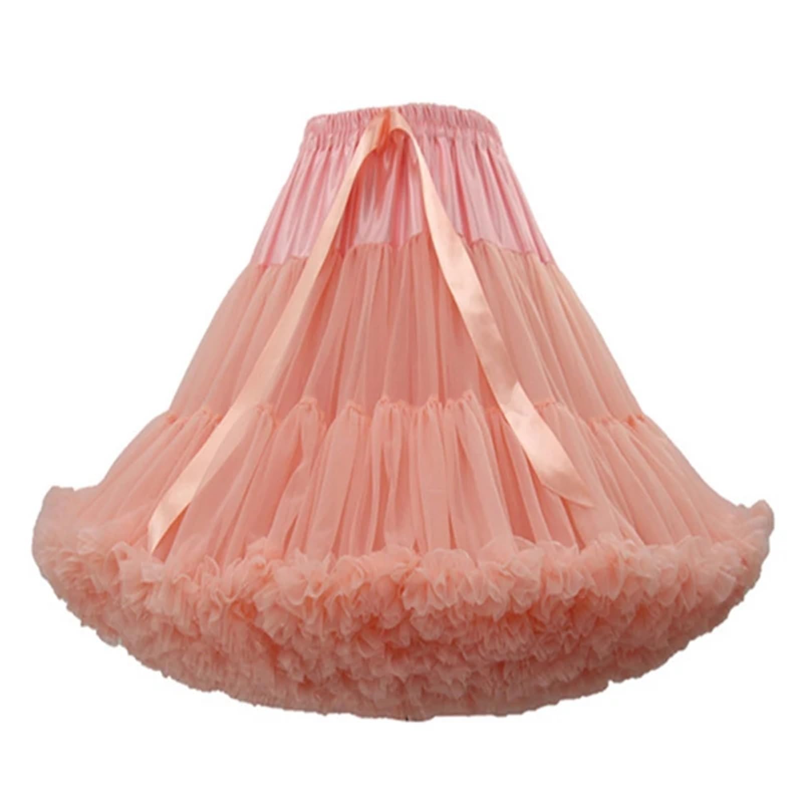 BOJHGO Knee Length Women's Soft Puffy Tulle Petticoats Lolita Ballet Dance Pettiskirts Costume Tutu Skirts Layered Underskirt 55CM Long(Pink 1)