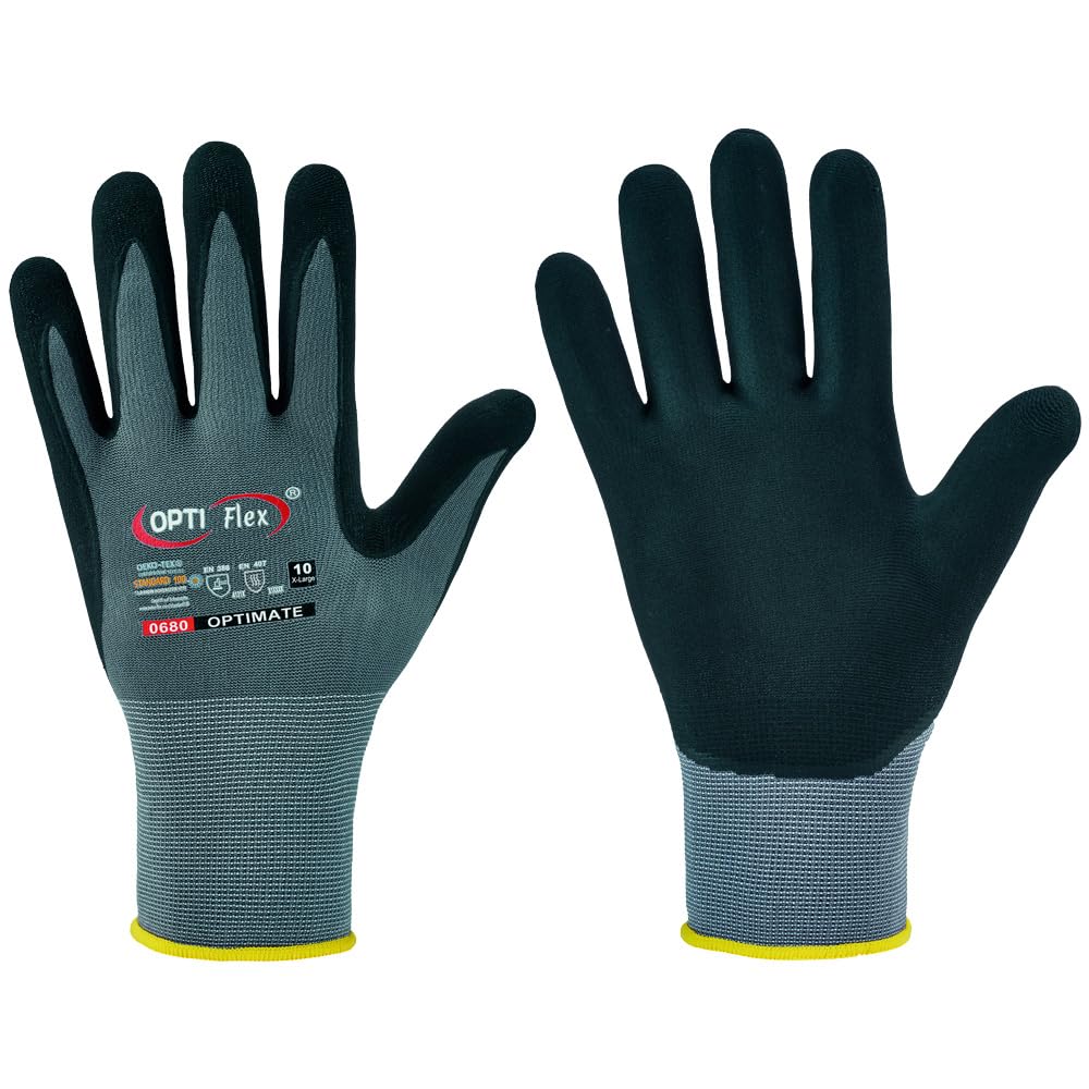 Opt Flex® Optimate rękawice z drobnej dzianiny, nylon, z pianką nitrylową, szare, rozmiar 9, opakowanie 144 sztuk