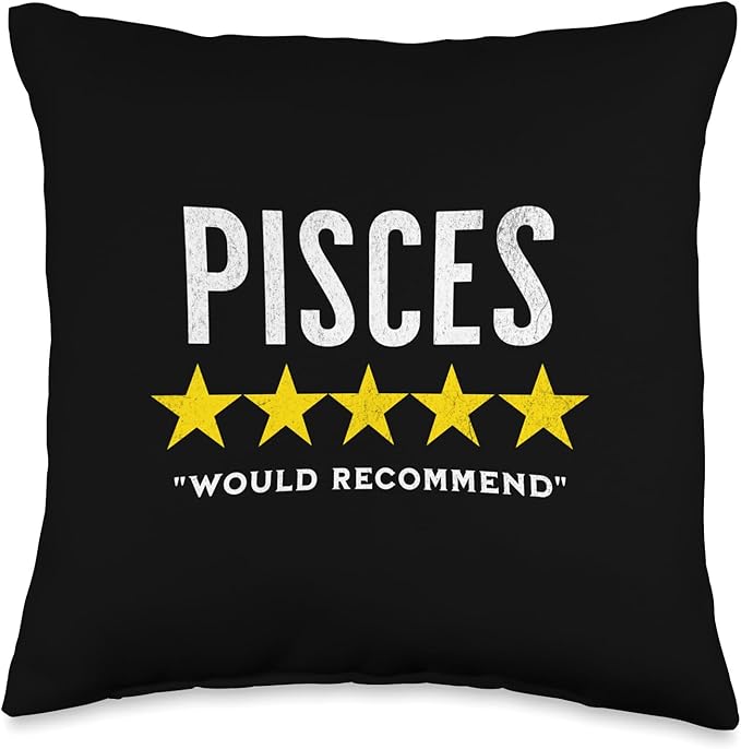 Funny star rating & Criticism of zodiac sign pisces Throw Pillow