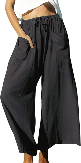 SCUSTY Womens Wide Leg Pants High Waist Casual Pants Summer Fall Outfits with Pockets