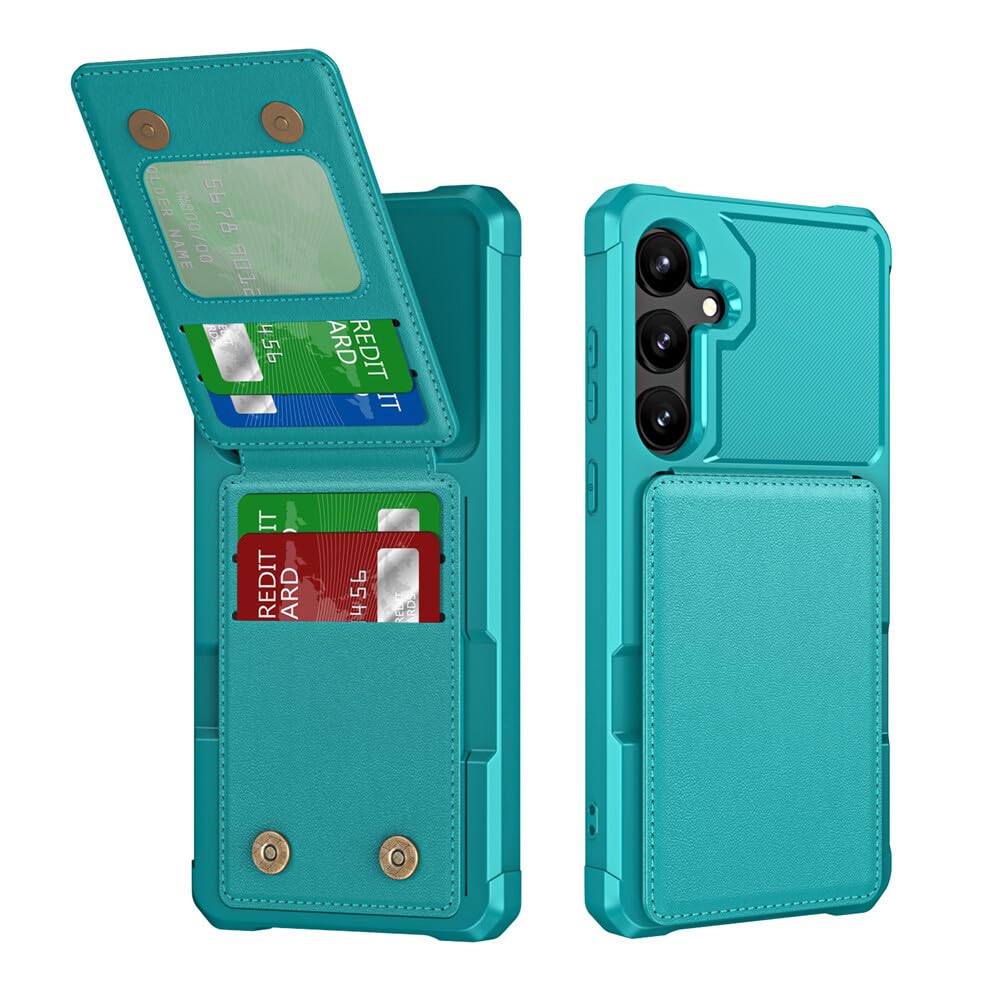Generic Étui compatible avec Samsung Galaxy S23 FE (couleur : vert) étui portefeuille en cuir silicone rigide à rabat
