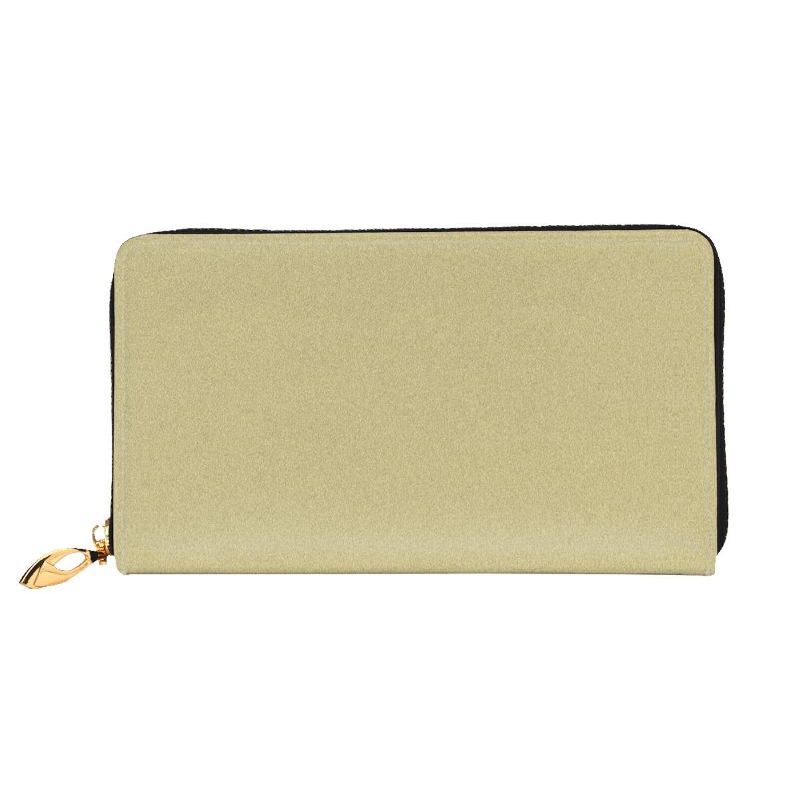 Cartera larga de piel con cremallera y patrón caqui, Cartera larga