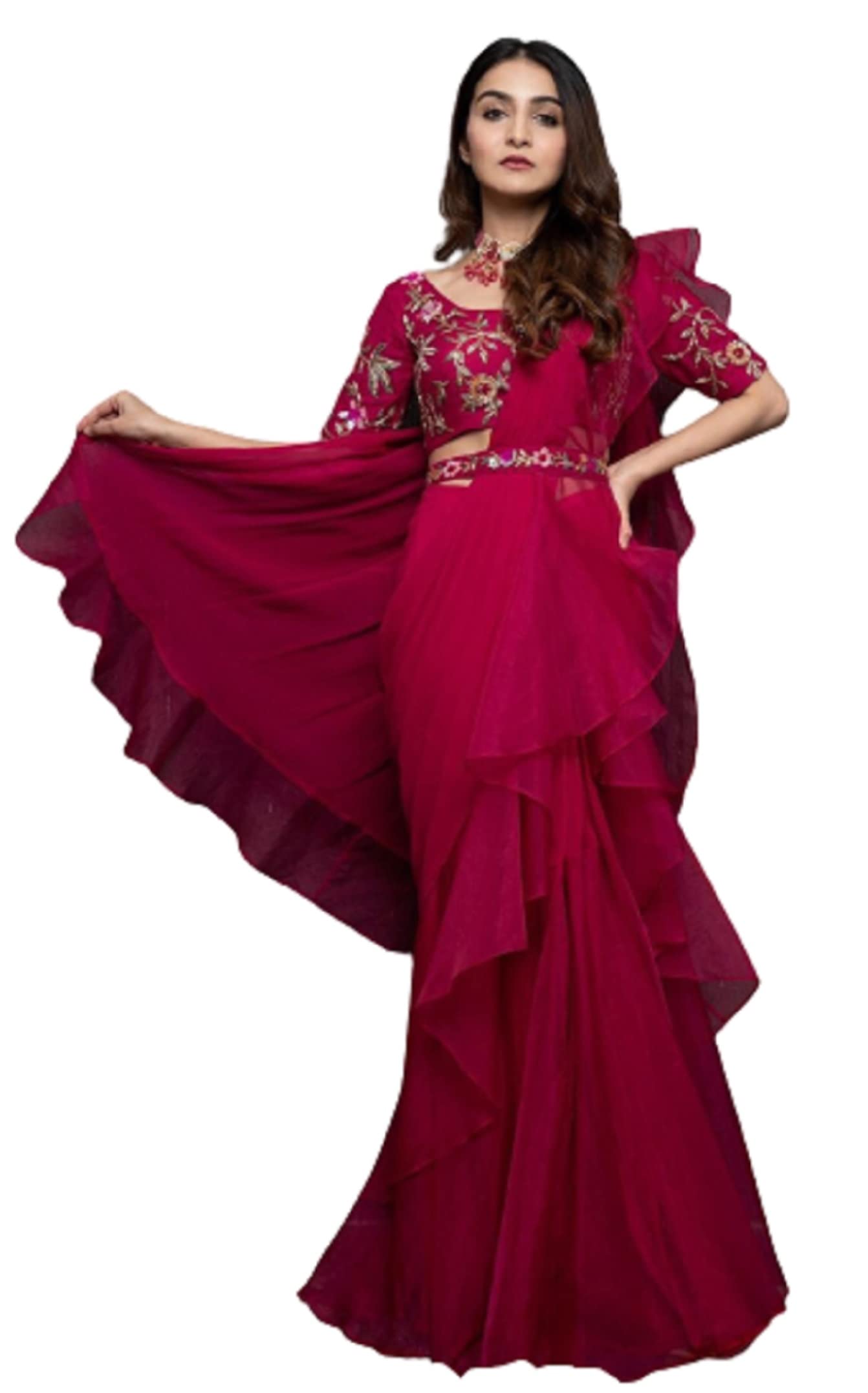 royalstyle Women's Heavy Apple Organza Silk Fabric 3 Layer Ruffle Work Lehenga And Fully Embroidery Work Stiched Blouse Ready To Wear-picture-18