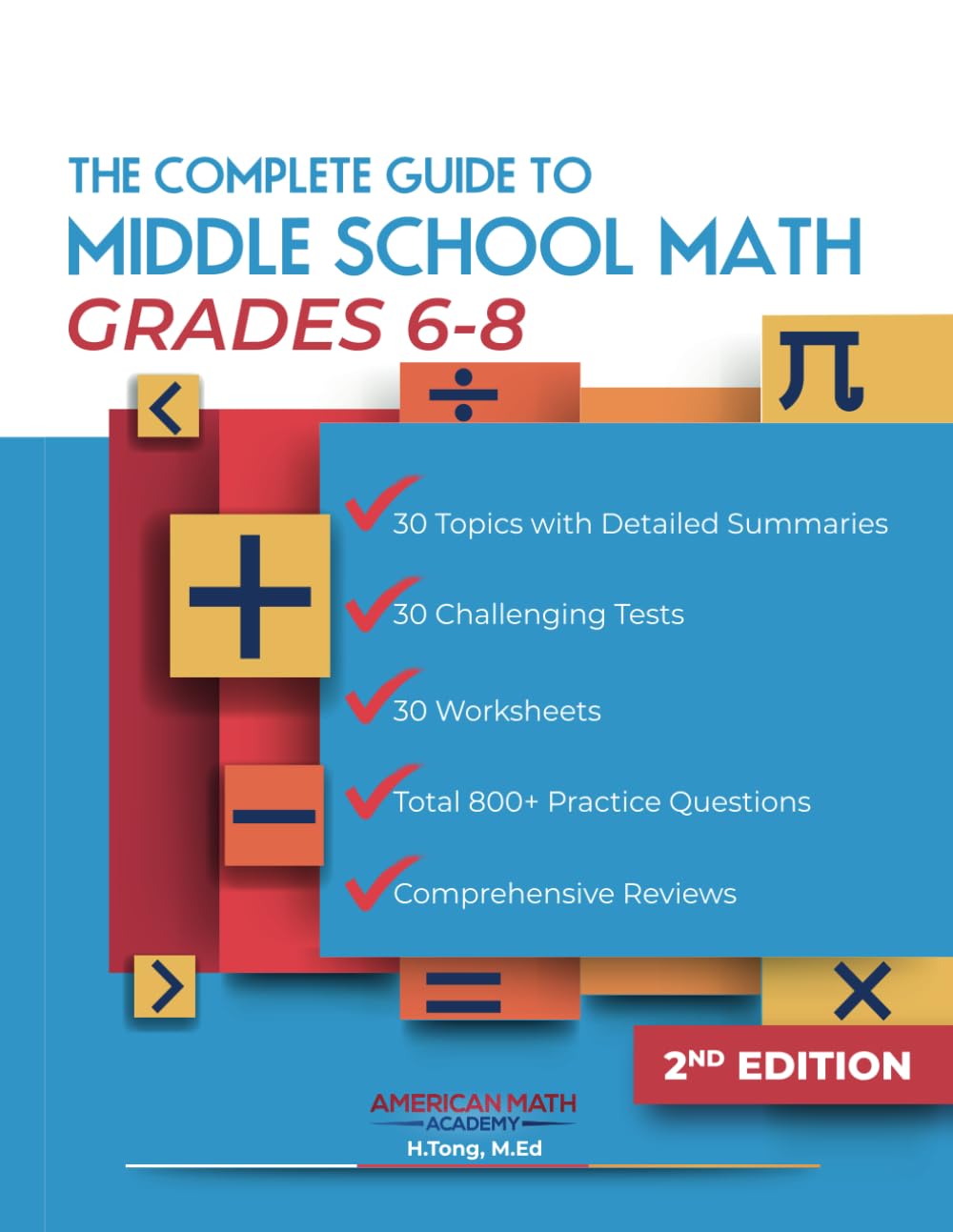THE COMPLETE GUIDE TO MIDDLE SCHOOL MATH BOOK GRADES 6-8: PRE-ALGEBRA