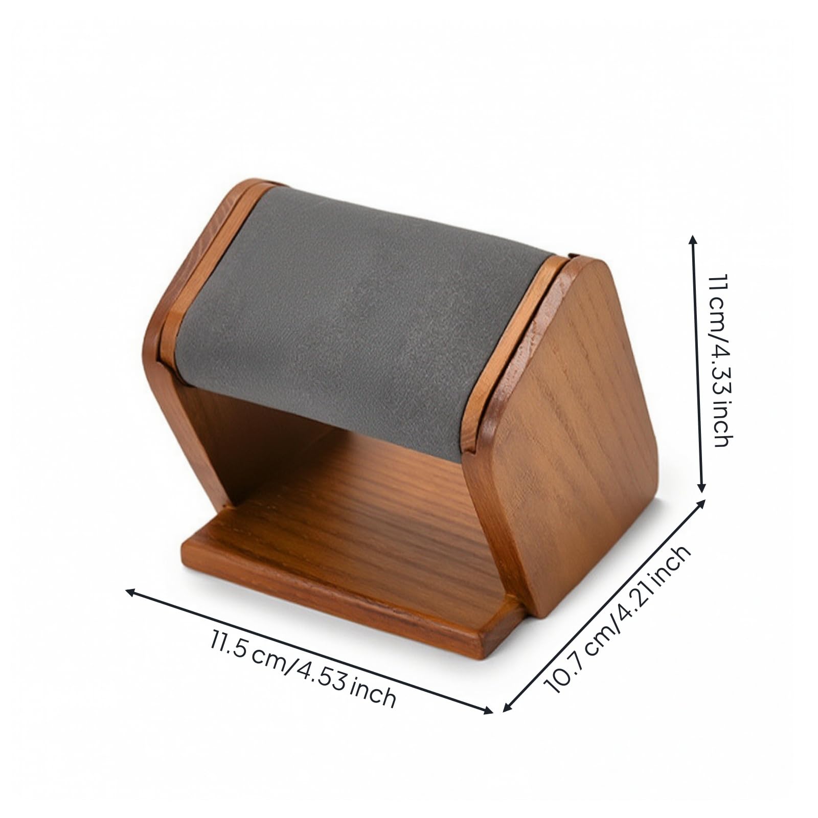 Amagogo Porte Montre en Bois avec Cale Rembourrée et Structure Minimale pour Présenter Votre Montre sur Table Chevet et Comptoir, Gris Foncé