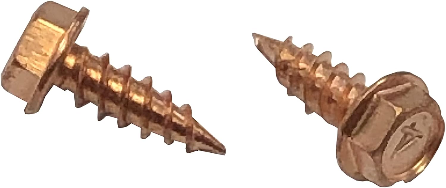 Eagle 1#8 1/2 inch (100 Count) Gutter Downspout Or Sheet Metal Screws (Multiple Quantities/Colors) - Easy Start Sharp Tip - Zip Screws/Fasteners (100, Copper Plated)