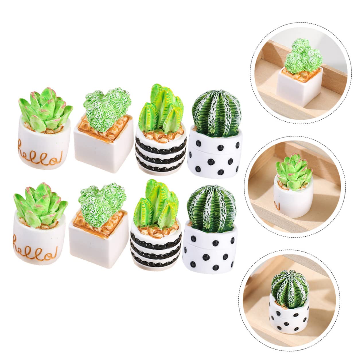OUNONA 5 Series Mini Cactus Artificial De Resina Adornos De Jardín Miniatura Decoración De Oficina Y Hogar Plantas Simuladas De Cactus Macetas 8 Piezas X 5