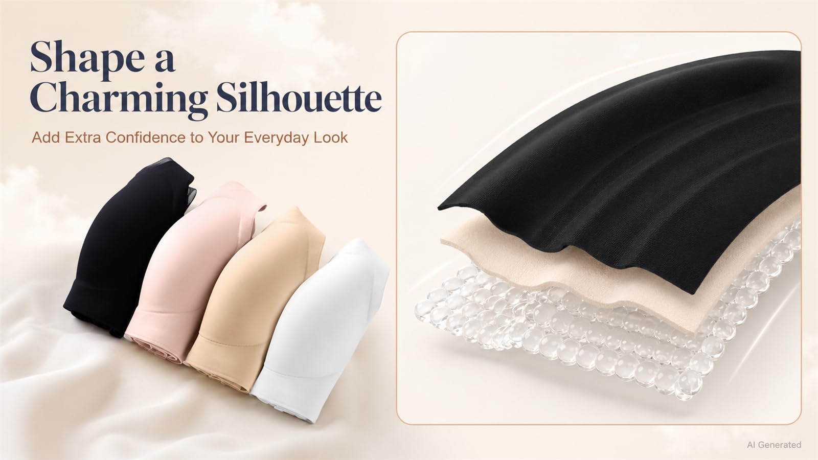 Reggiseno da donna senza fili, senza cuciture, push-up, con rete a V | Coppe modellate sottili, spalline regolabili, chiusura posteriore a tre file, abbigliamento quotidiano