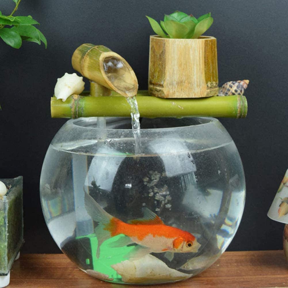 L'Acqua di bambù All'Aperto, Pompa per Fontana Solare con Statue Decorative Sculture Beccuccio Cascata Giardino Decorativo, Non Contiene Acquario (35 Cm)