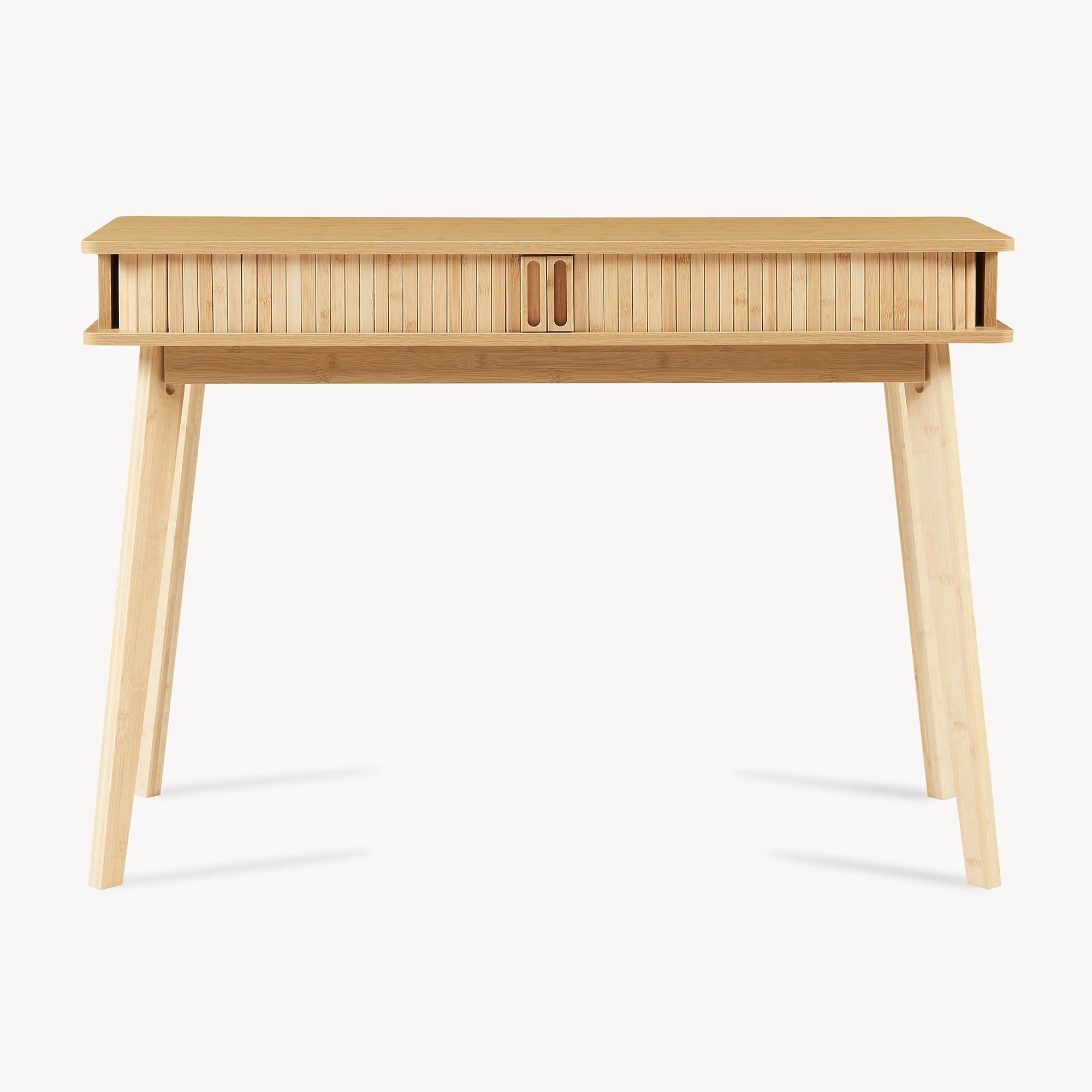 [en.casa] Tavolo a Consolle con 2 Ante Scorrevoli e Gambe in Bambù Mobile Alto Stretto Tavolo da Ingresso con Vani Chiusi per Soggiorno Studio 110 x 40 x 78 cm - Naturale