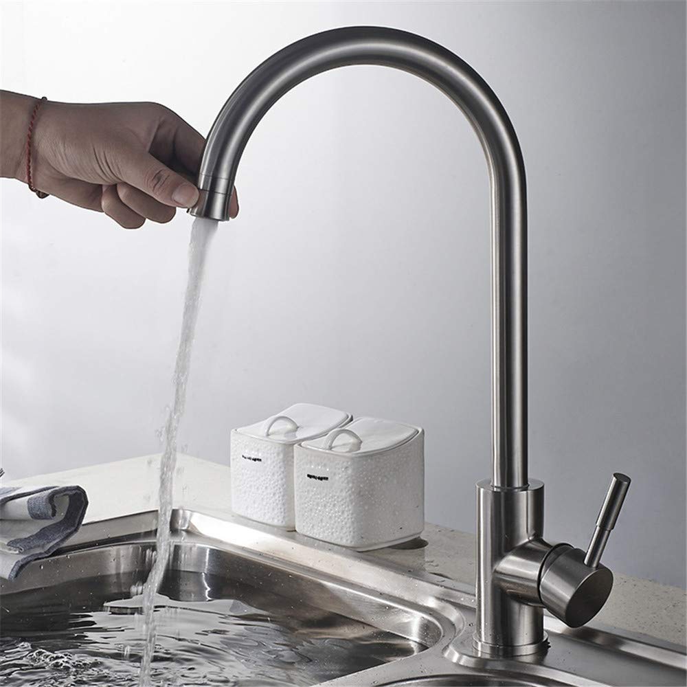 Sus304 Acero Inoxidable Grifo De La Cocina Rotación De 360 ​​Grados En Dos Funciones De Conmutación De Cocina Grifo Del Fregadero Individual Con Mango Cromado