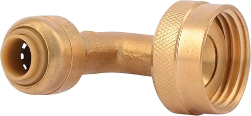SharkBite Codo de lavavajillas de 90 grados de 14 pulgada (38 de pulgada) x 34 de pulgada, rosca hembra, conexión de plomería de latón para conectar